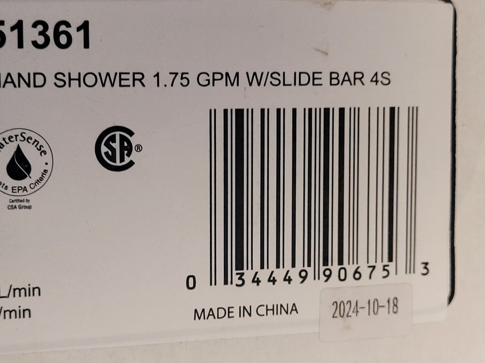 Delta 51361 1.75 GPM Multi Function Hand Shower Package Slide Bar Hose
