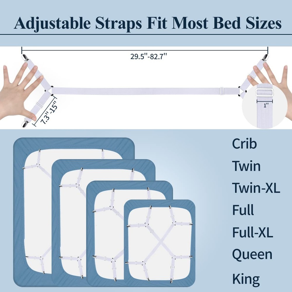 2PCS Sheet Straps Adjustable Bed Sheet Fasteners Non Slip Clips