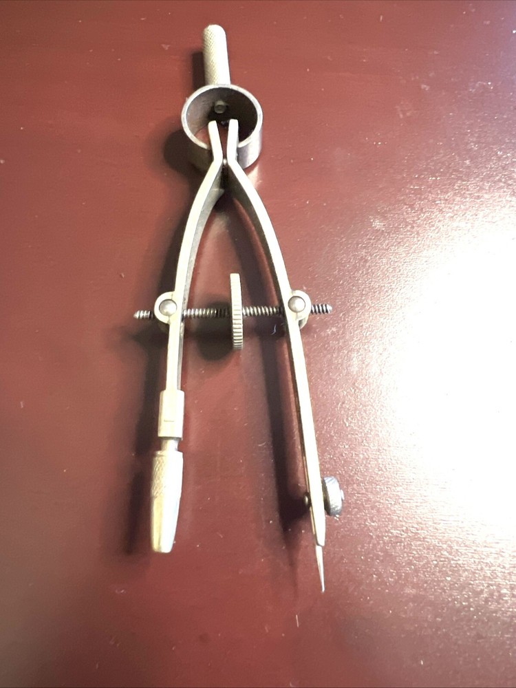 Vintage Drafting Compass Engineer Geometry Tool Metal Divider Compass