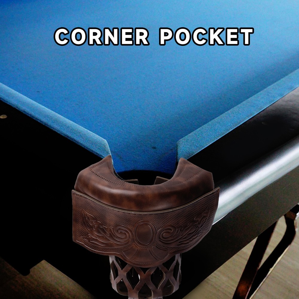 Set of 6 PU Leather Billiard Pool Table Pockets. Replacement Web Drop Bag Set