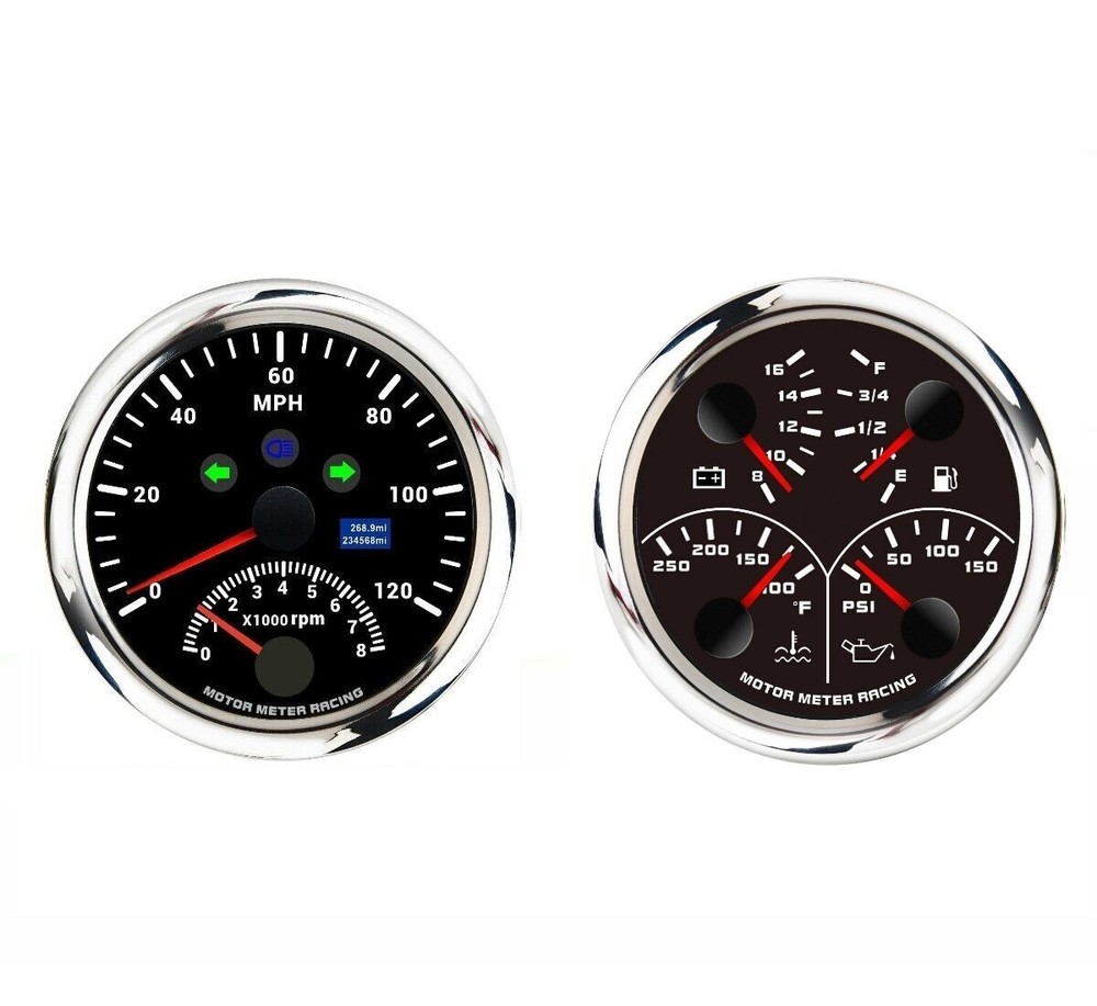 W PRO 85mm 2 Gauge Set GPS Speedometer Tachometer & Multi-Function MPH °F PSI