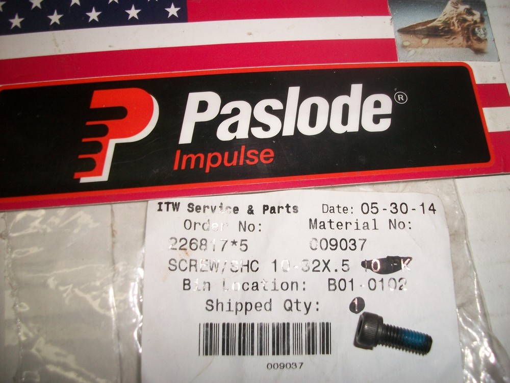 "NEW" Paslode Part # 009037 Screw/SHC 10-32X.5- SINGLE PC.