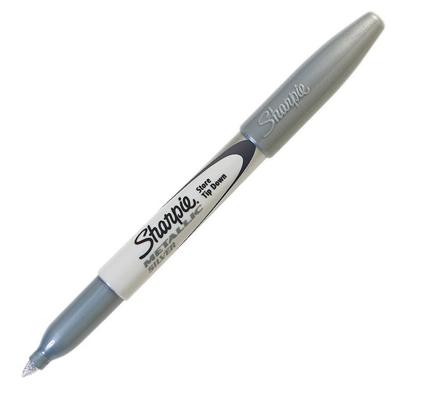 Sharpie Metallic Permanent Markers, Fine Point, Silver, 12 Count
