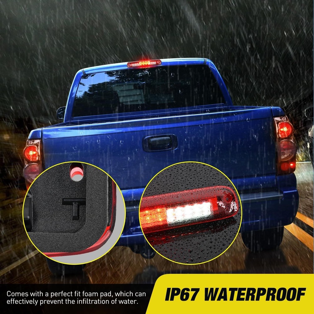 Third Brake Light Tail High Mount 3Rd Stop Cargo Reverse LED Lights Red Shell fo