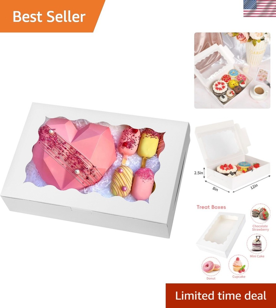 15pcs Bakery Boxes,12x8x2.5 Inches Cookie Boxes with Window, for Chocolate Co...
