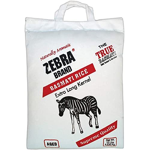 Naturally Aromatic Zebra Basmati Rice Extra Long Kernel 10 Lb Bag - NET WT 10...
