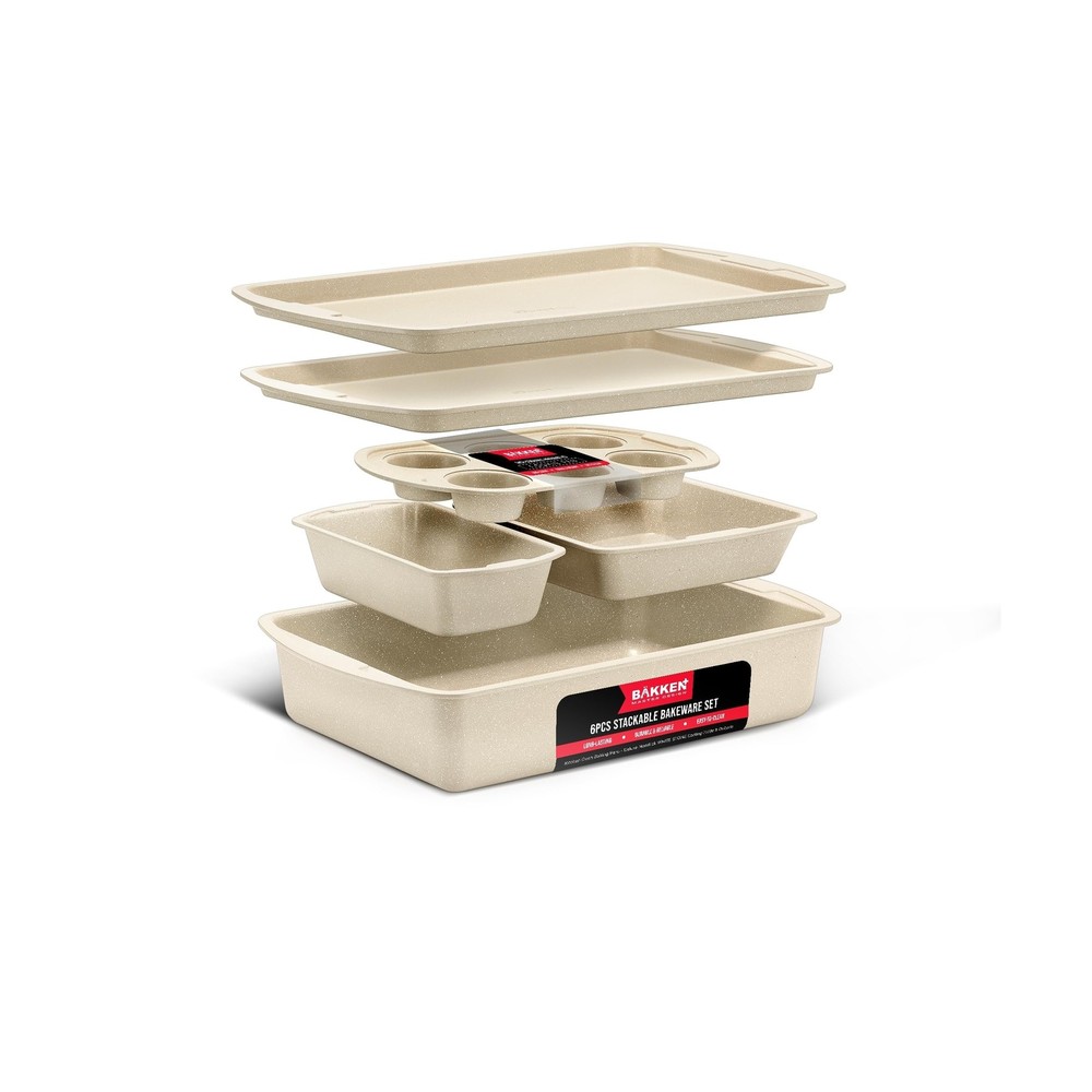 Bakken Swiss - Bakeware Set – 6 Piece – Stackable, Deluxe, Non-Stick