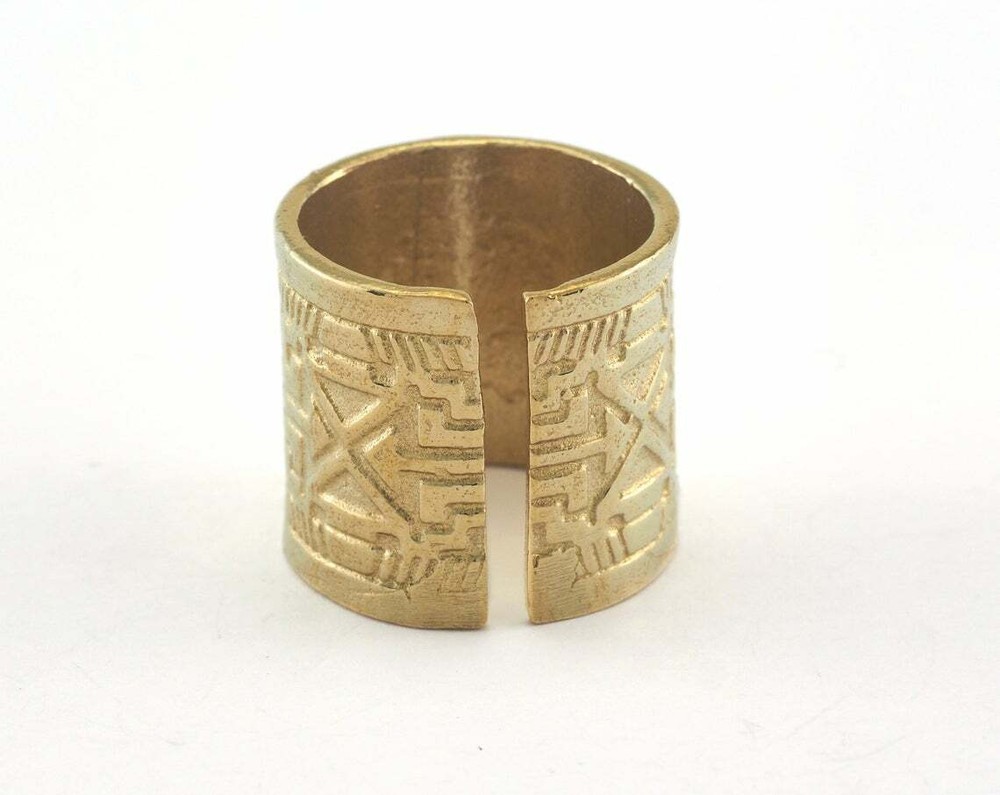 Textured Adjustable Ring Raw Brass 19mm 17.5mm 7US inner size - Adjustable 3371