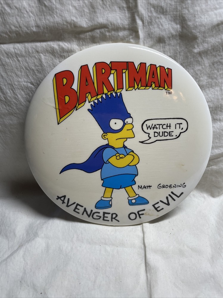 1989 BART BARTMAN 6" LARGE Pinback BUTTON / MATT GROENING THE SIMPSONS