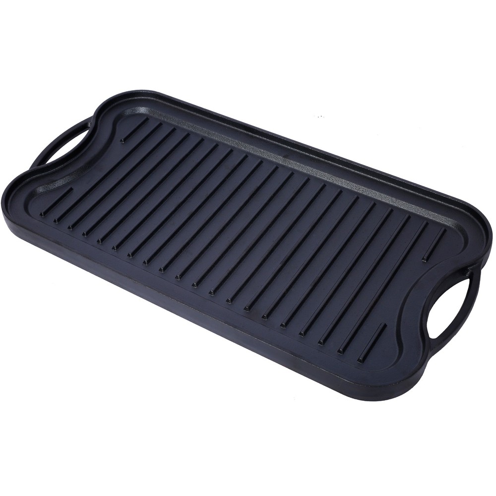 Iron Reversible Rectangular Grill/Griddle Black 20“ x 10” BBQ Flat Stove Top US
