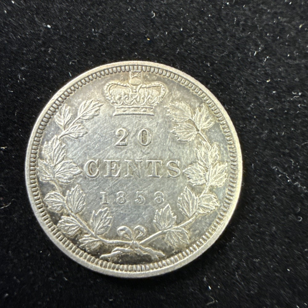 1858 Canada Twenty Cent 20C Silver Coin A5