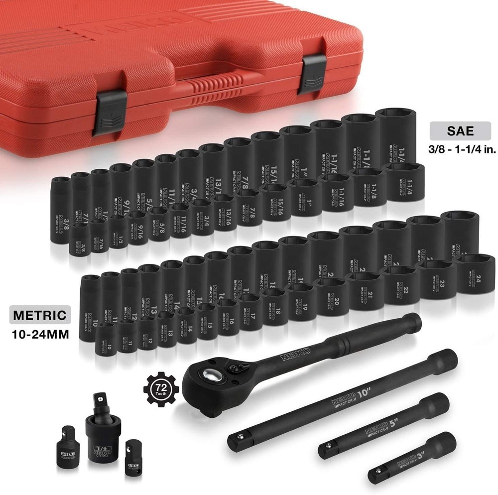 NEIKO 65pc Master Impact Socket Set 1/2 Drive