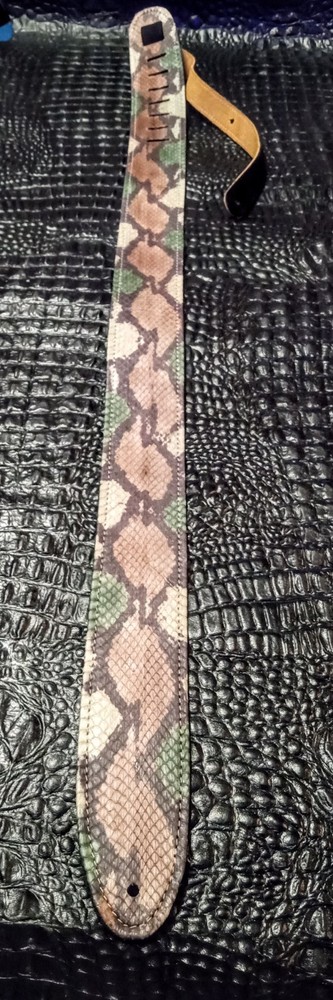 genuine Python snakeskin Soft Suede leather Dyed camouflage colors guitar strap
