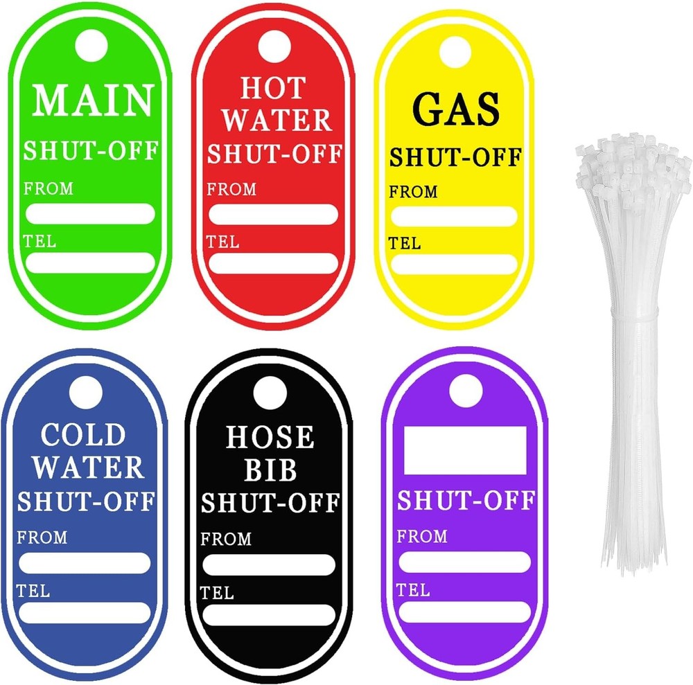 24 Pcs Shut Off Valve Tag Plastic Valve Identification Tag with Ropes 2.5x5 Inch