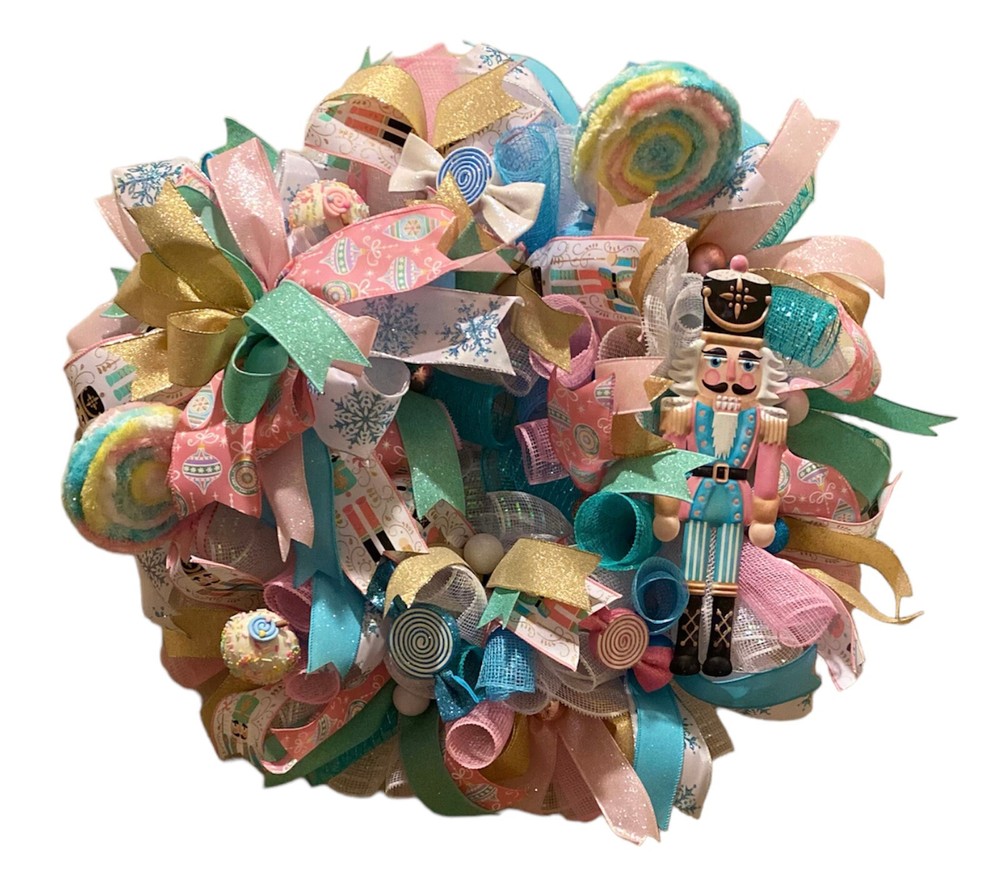 Nutcracker Christmas wreath,Nutcracker Christmas decor,Christmas Candy wreath