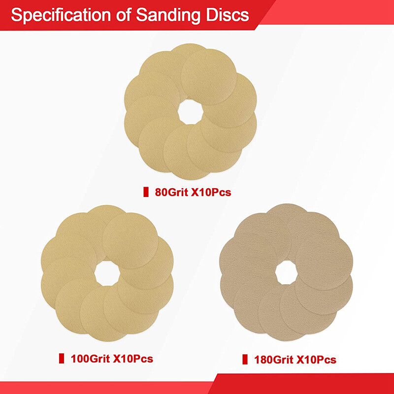 Goldblatt 9" Drywall Sander Hook Loop 30pc Sanding Discs 80 x 100/180 Mixed Grit