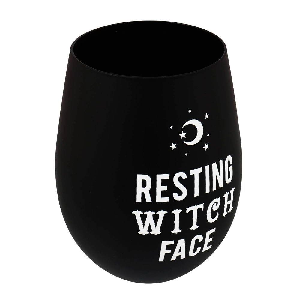 Resting Witch Face Stemless Wine Glass