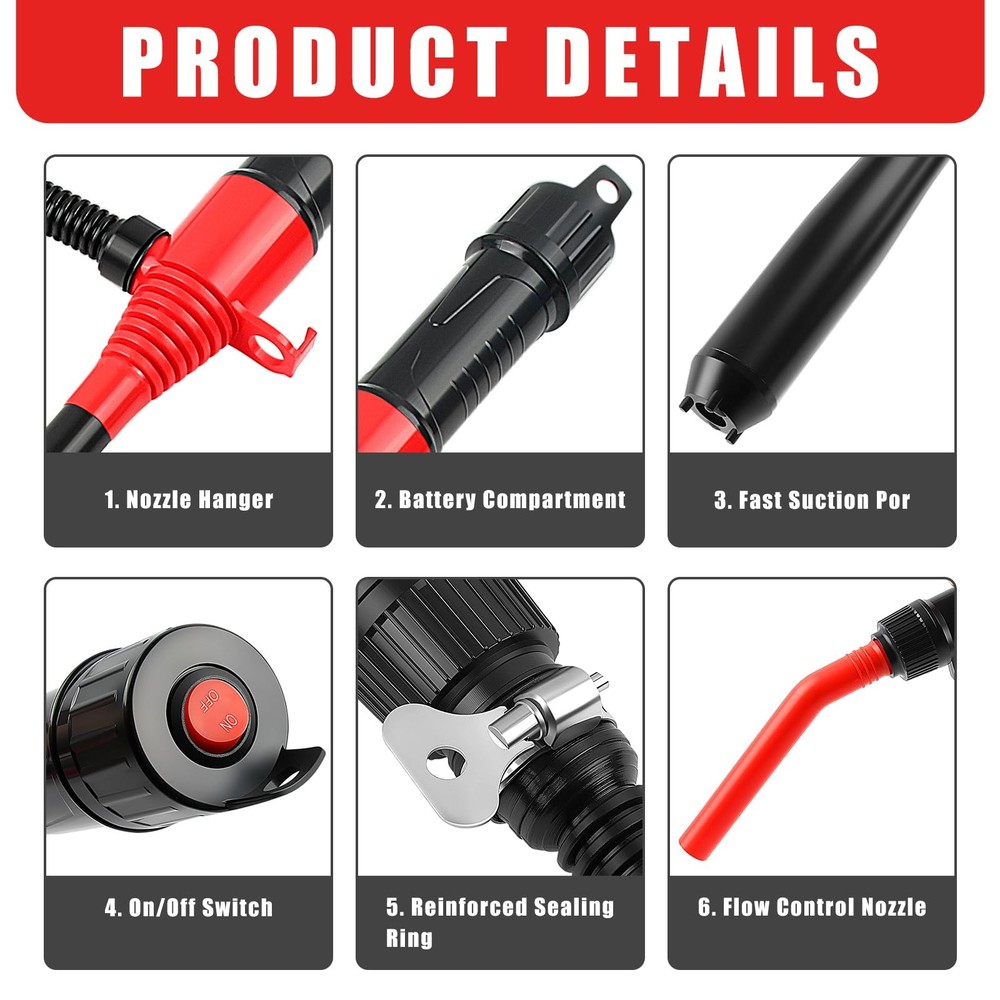 Knoweasy Battery-Powered Transfer Pump, Portable Electric Siphon for Gas,...