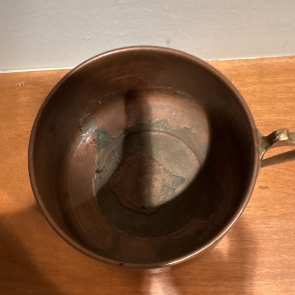 Solid Copper Cup planter with Brass Handle Made in Turkey Hand Hammer