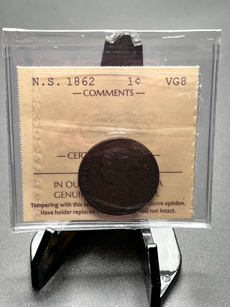1862 Nova Scotia 1Cent ICCS Graded VG-8