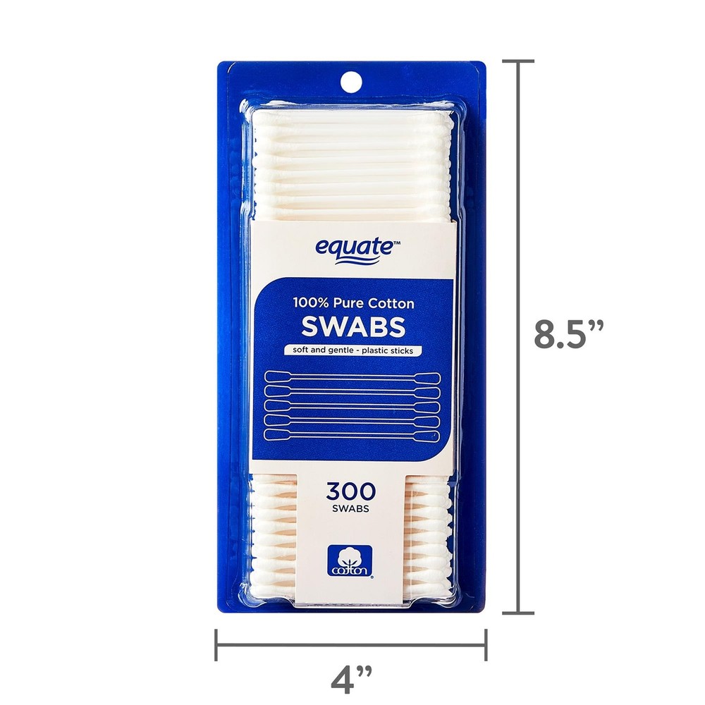 (12 pack) Equate Cotton Swabs, 300 Count
