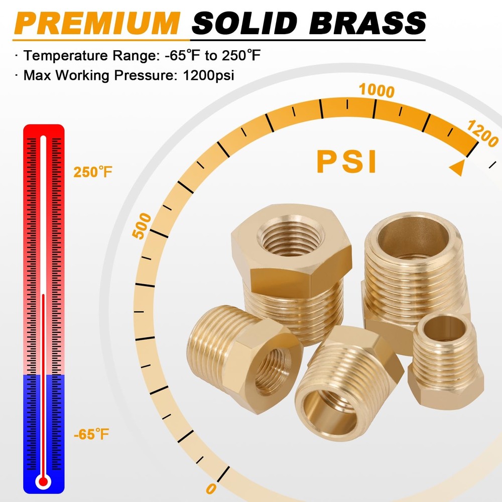 KOOTANS 25PCS Brass Hex Bushing Kit Fittings Kit,