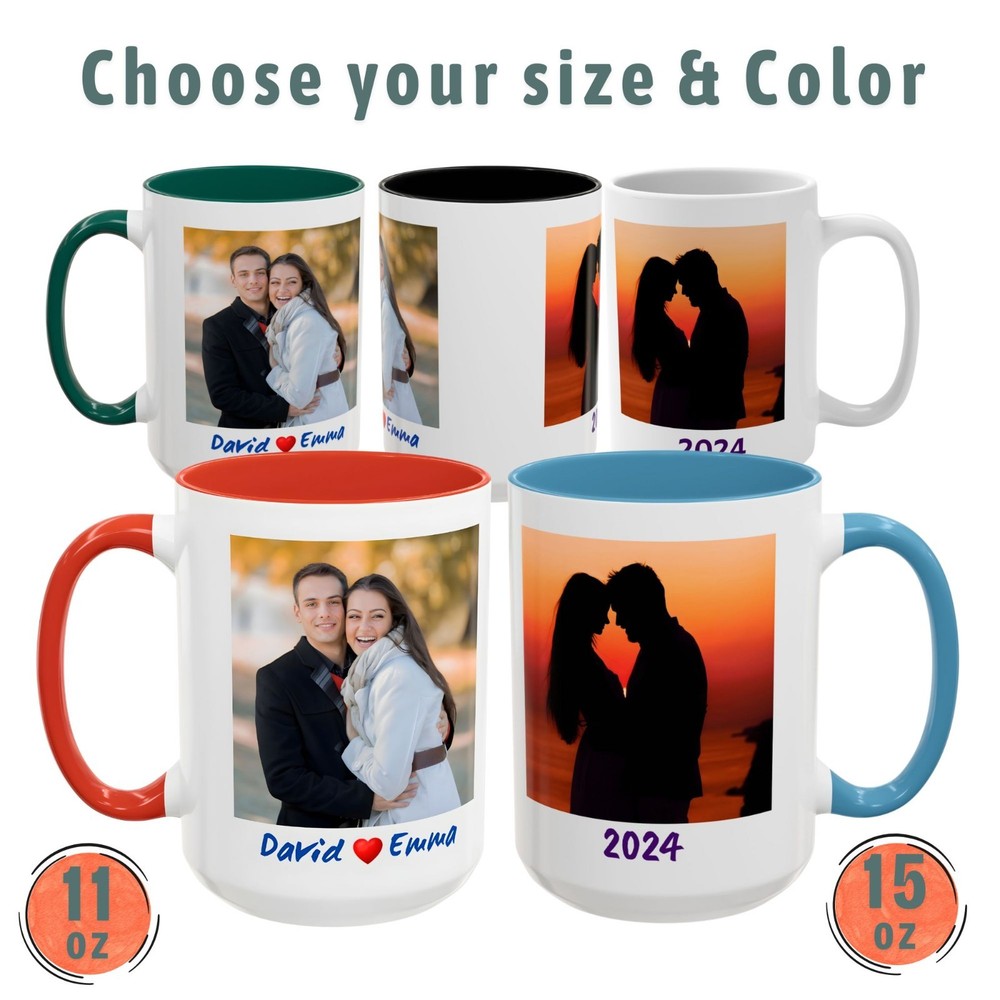Personalized Custom Text or Photo Ceramic Coffee Mug Both side Printed 11oz 15oz
