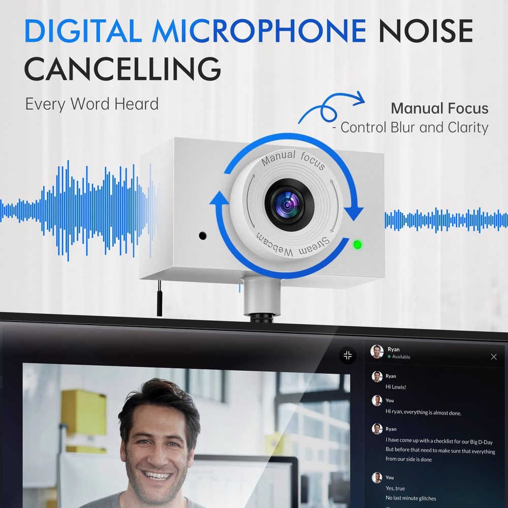 Webcam for PC, Laptop Camera USB Webcam with Adjustable Gooseneck, Flexible