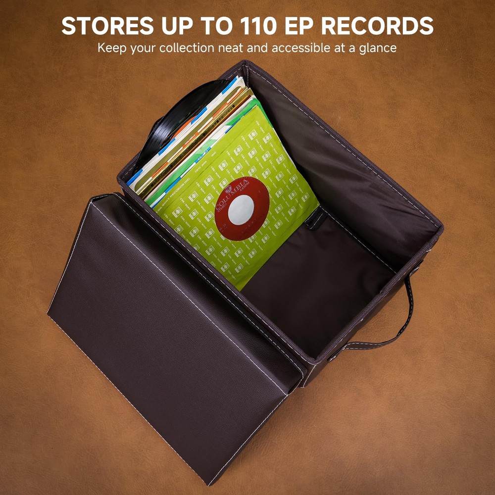 7-Inch Vinyl Record Storage Box 2-Pack – Holds 120 LPs, Stackable Organizer