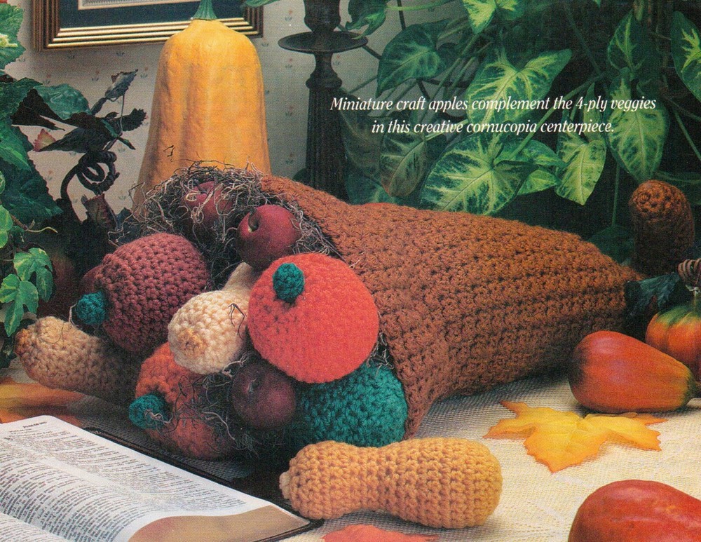 THANKSGIVING CORNUCOPIA FALL TABLE CENTERPIECE CROCHET PATTERN INSTRUCTIONS