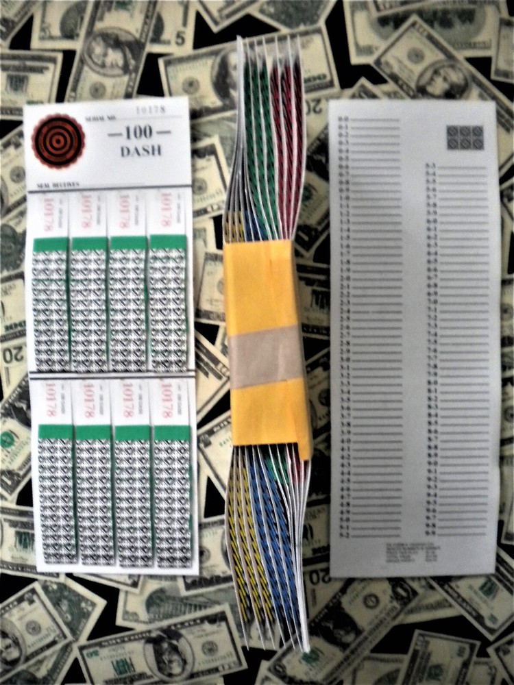 ( 1 Each ) * 100-DASH SURE TIP BOARD {0-0 / 9-9} SPORT SCORE Pull Tab Jar Ticket