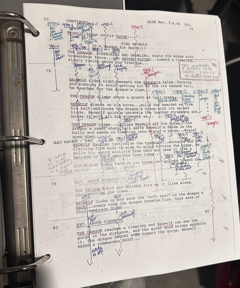 Bundle - Zemeckis Film - ORIGINAL Beowulf Movie Script +Handwritten Notes