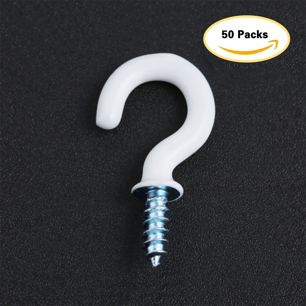 50Pcs/lot 0.94" Strong Sharp Vinyl Coated Ceiling Hooks Space-saving Hardware