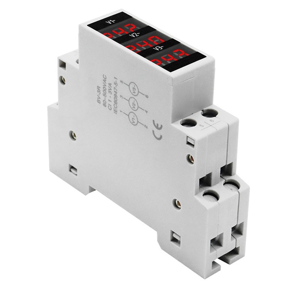 Digital Voltmeter BV3R Three Phase AC 50 500V For Din Rail Panel Mount