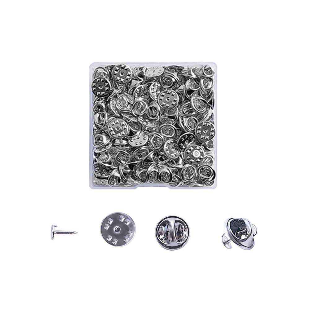 100 PCS Metal Locking Pin Backs Replacement, Butterfly Tie Tacks, Silver