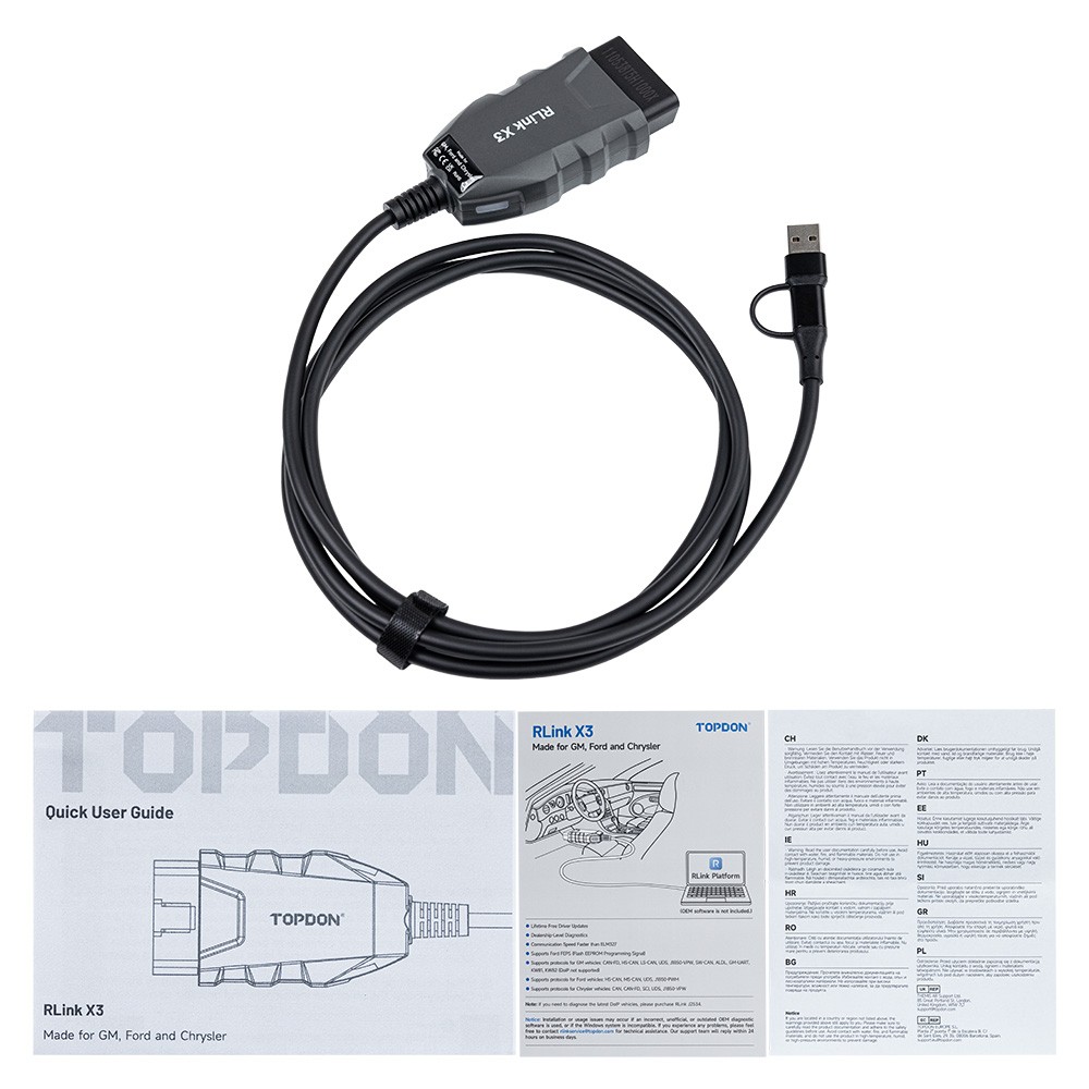 TOPDON RLink X3 Reprogramming Tool for GM High-Speed J2534 Pass-Thru Programmer