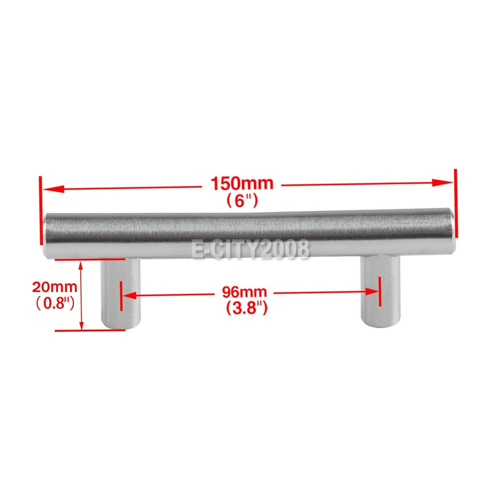 2 Kit Silver Stainless Steel T Cabinet Handle Bathroom Kitchen Handle Knob Pull