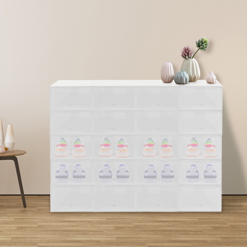 20pcs Sneaker Display Case Organizer Stackable Shoe Storage Box Set Stackable