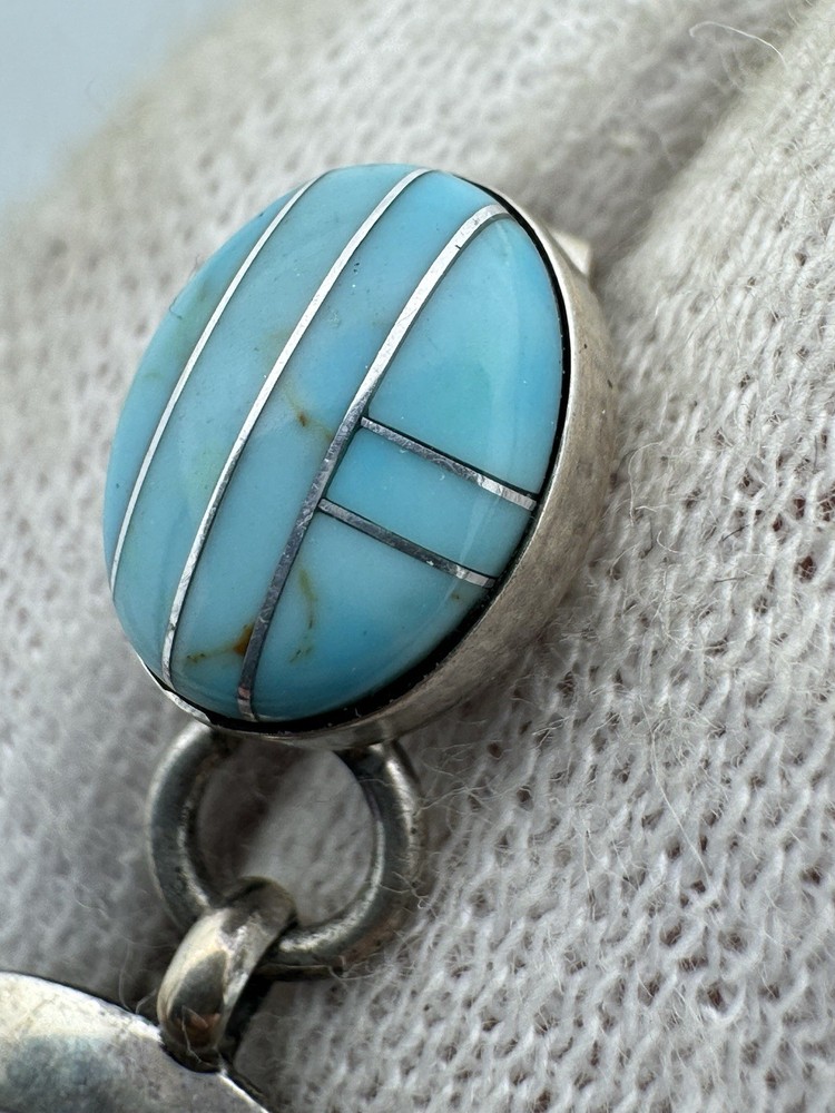 Native American Sterling Silver Turquoise Leaf Dangle Earrings