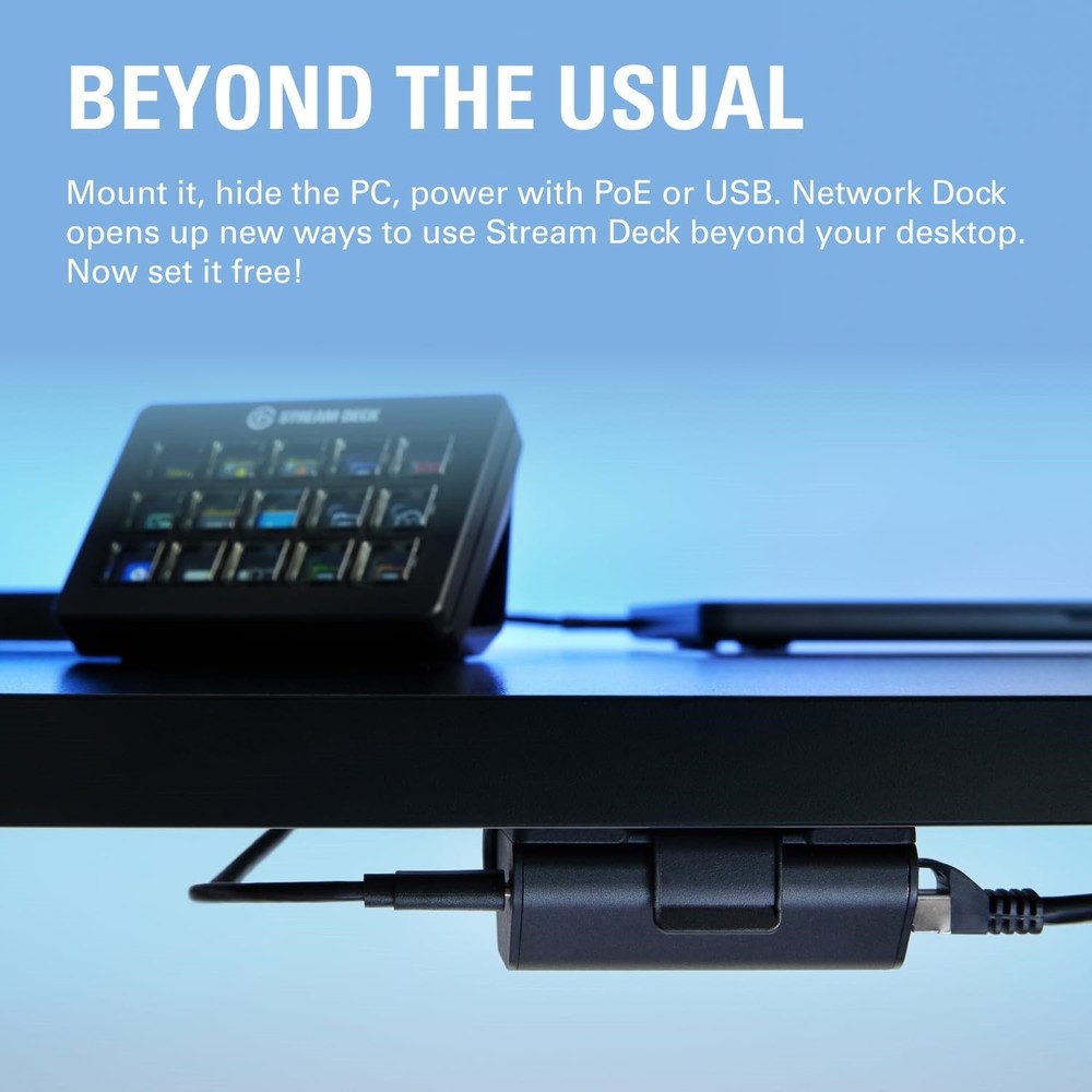 Elgato Network Dock for Stream Deck ? Wired Ethernet Adapter, PoE or USB Powered