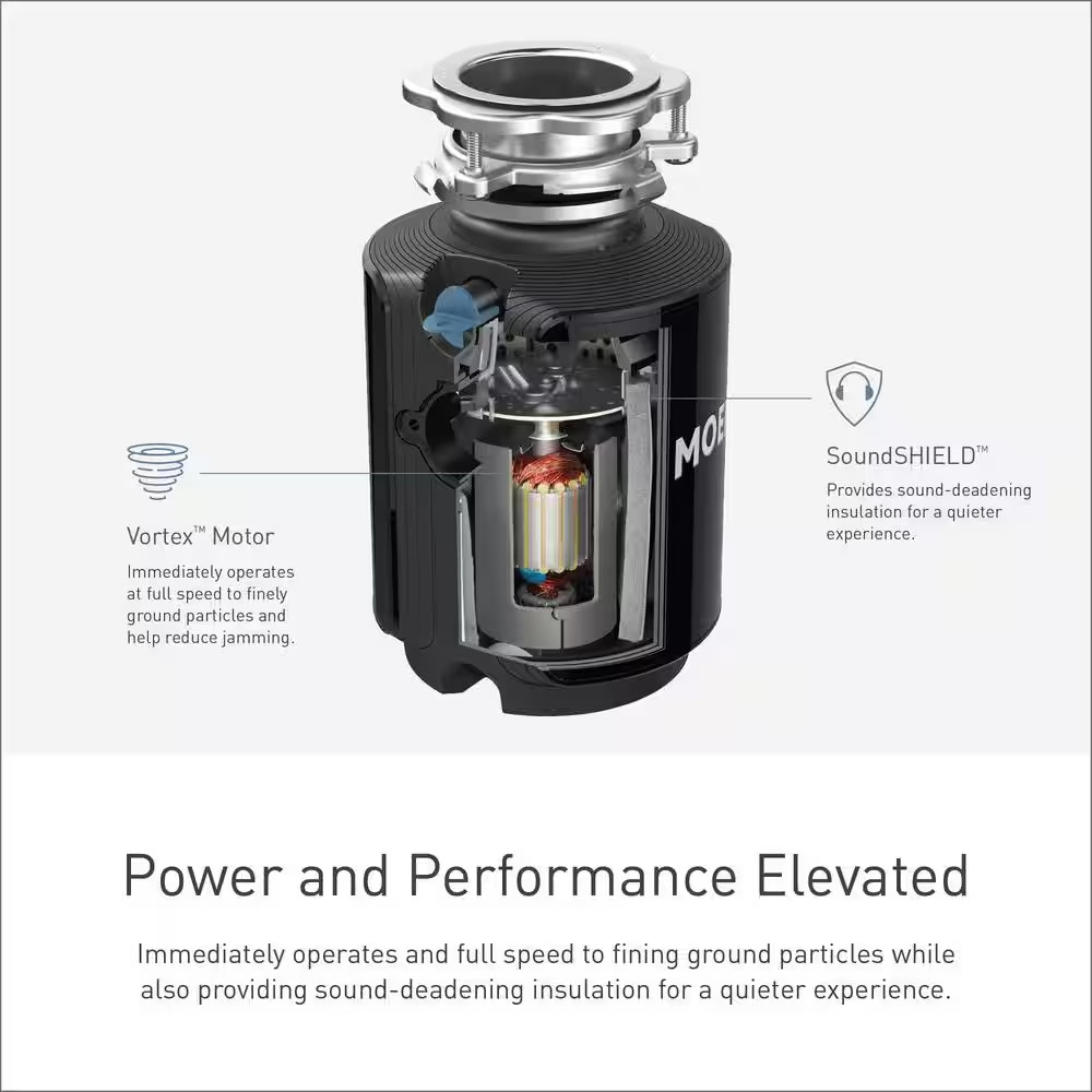 Host Series 3/4 HP Continuous Feed Space Saving Garbage Disposal with Sound Redu