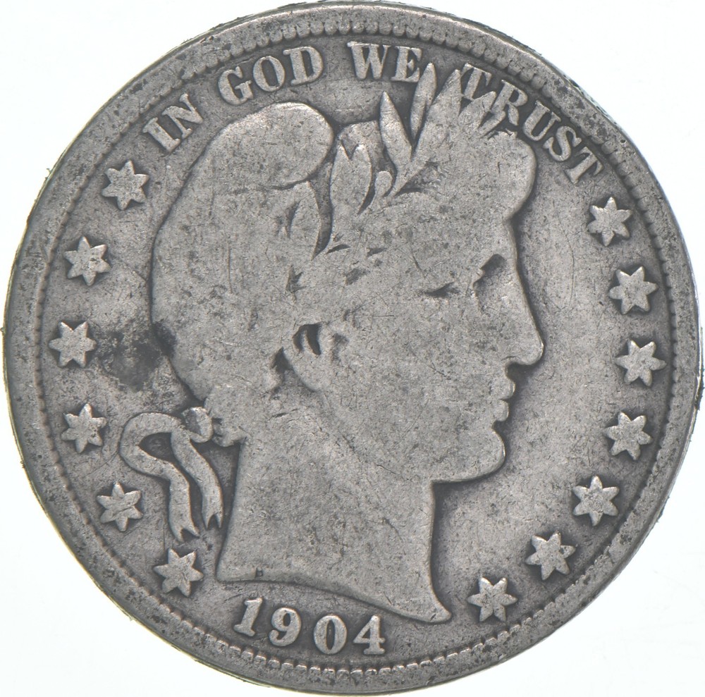 1904 Barber Half Dollar Average Circ 90% Silver