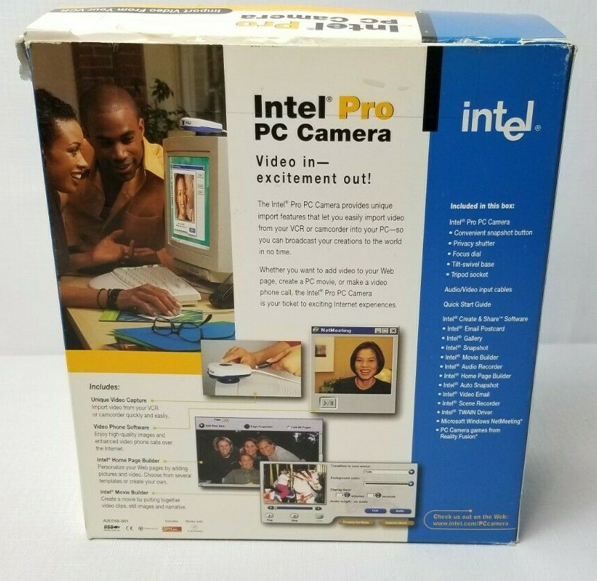 Intel Pro PC Camera Import Video from VCR ~ Windows 98/ME NEW Open Box