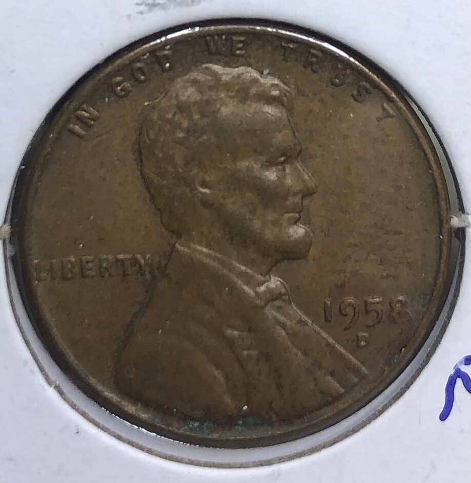 1958 D Lincoln Wheat Penny- Planchette Error