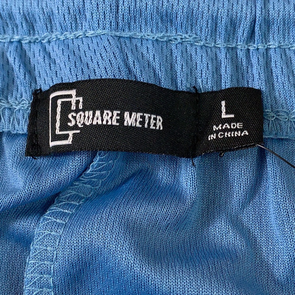 Square Meter Mens Large Blue Mesh Pocketed Drawstring 9" Athletic Shorts NWT