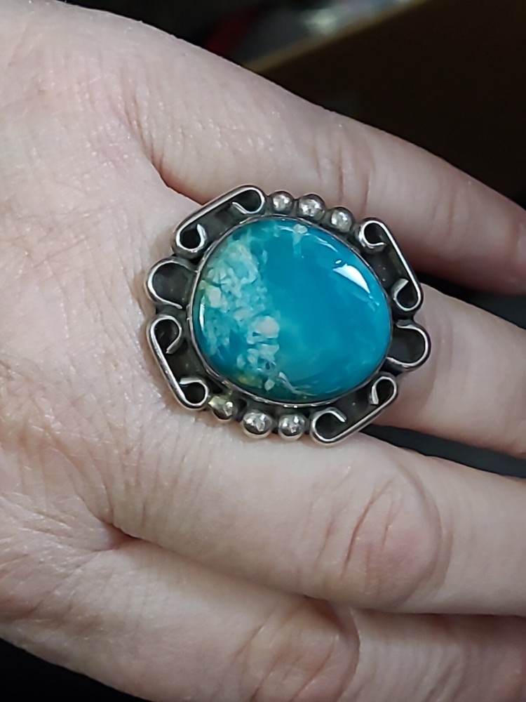 Size 6.5 Sterling Silver Navajo Turquoise Ring