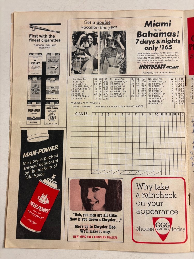 1966 NY Mets vs LA Dodgers Baseball Program Unscored Fair Condition #3