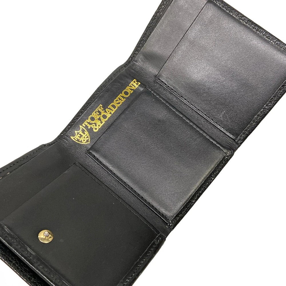 TOFF&LOADSTONE Black White Leather Trifold Wallet