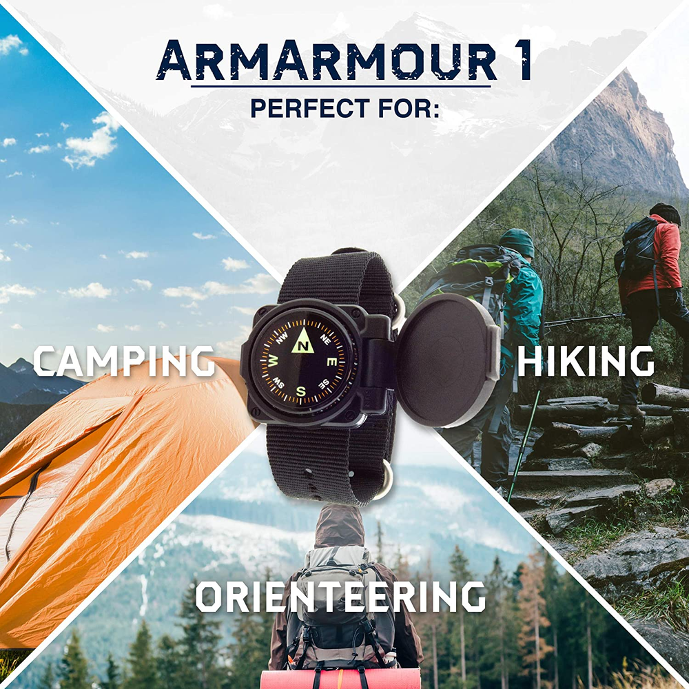 Armarmour 1 - Shielded Wrist Compass with Rugged Tactical Strap
