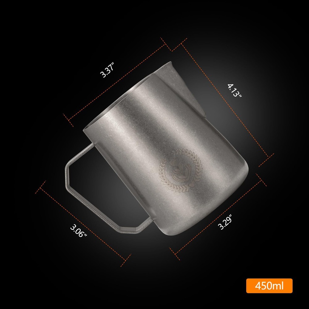 Espresso Milk Pitcher Steaming Pitcher 450ml / 15.4oz Milk Frothing Jug Sharp...